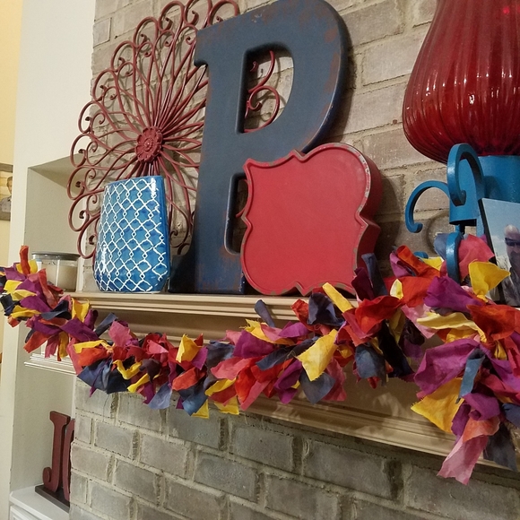 Rainbow Rag Garland 5' - Ice Dyed Fabrics - Picture 2 of 3